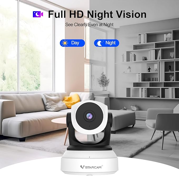 VSTARCAM Indoor Security Camera, 2K with 360° Rotation, Human/Motion Detection with Auto Tracking, 2-Way Audio & DIY Voice, 2.4GHz WiFi Wireless, Cloud & SD Card Storage(up to 256GB)