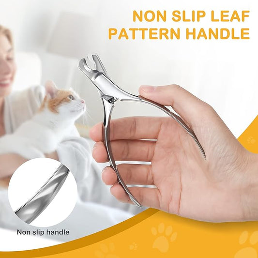 BEZOX Pet Nail Clippers, Whole Stainless Steel Cat Claw Trimmer with Anti Slip Handle, Autoclavable Small Dog Nail Clipper Cutters - Silver