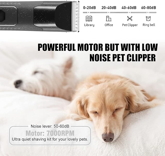 Dog Grooming Clippers, Professional Dog Clipper for Thick Coat Low Noise with Guard Combs Brush,2 Speeds Heavy Duty Design for Thick Heavy Coats,Dogs,Cats,Sheep Animal Haircut