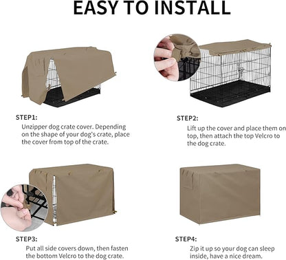 Easy-Going Dog Crate Cover 42 Inch Dog Kennel Cover for Dog, Cage Covers for Dog Crates Fit (42" L x28 Wx30 H) Camel