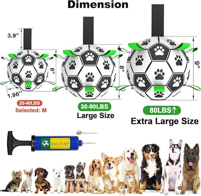 Dog Soccer Ball Toys with Straps, 6'' Interactive Dog Toys for Tug of War, Puppy Birthday Gifts, Dog Tug Toy, Dog Water Toy, World Cup Durable Dog Balls for Small Medium Dogs (6 Inch - Medium)