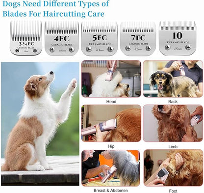 AIJALY 2PCS 5FC Blades Detachable Dog Grooming Ceramic Blades Compatible with Andis Dog Clippers，Replacement Blade Compatible with Wahl/Oster A5, KM Series Clippers,Size 5FC Cut Length 1/4"(6.3mm)