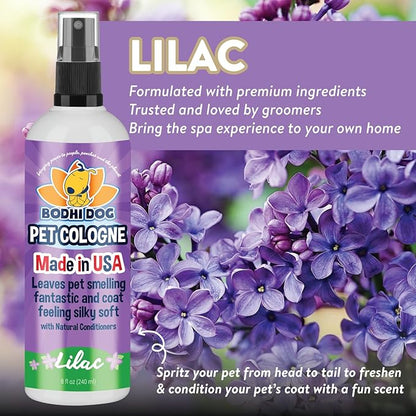 Bodhi Dog Natural Dog Cologne (Lilac) - Premium Scented Deodorizing Pet Perfume with Conditioner for Dogs & Cats - Keeps Pets Fresh & Clean - Gentle and Safe Formula, Made in USA (8 Fl Oz)