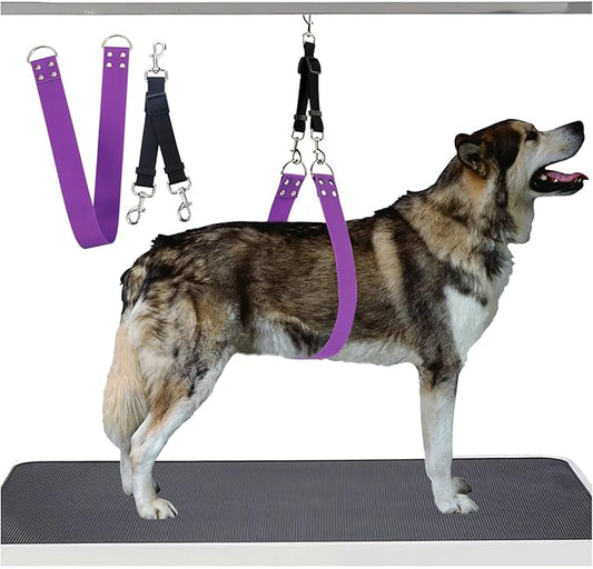 Pet Dog Grooming Belly Straps - Pet Dog Grooming Loops 2" Wide Purple Groomer Belly Support Band Waterproof Strong PVC Belly Loop Grooming Restraint for Pet Bathing Grooming (Purple-Long)