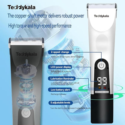 Dog Clippers 33 Tooth Blade, Low Noise and 2200mAh Rechargeable Dog Hair Clipper,Adopting Sheep Shears Standards Professional Pet Hair Clipper for Dogs Cats Animals(Black)