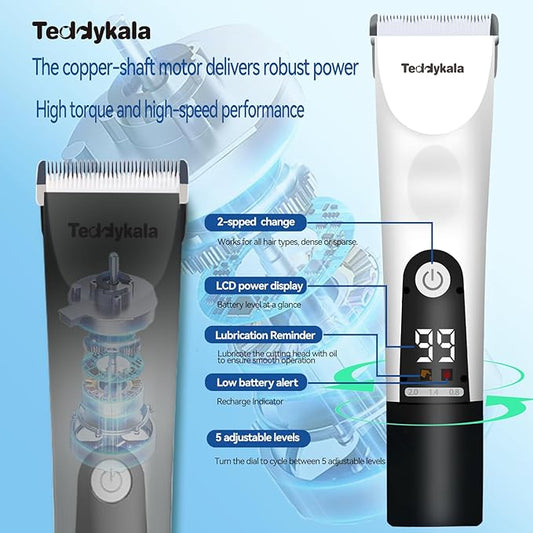 Dog Clippers 33 Tooth Blade, Low Noise and 2200mAh Rechargeable Dog Hair Clipper,Adopting Sheep Shears Standards Professional Pet Hair Clipper for Dogs Cats Animals(Black)