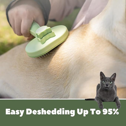 Self-Cleaning Slicker Brush for Dogs & Cats - Gentle Deshedding Grooming Tool for Long and Short Hair Pets, Removes Loose Fur, Undercoat, and Tangles