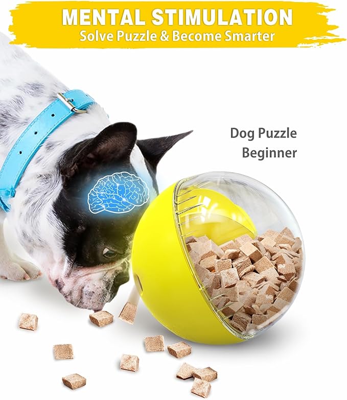 Interactive Dog Treat Toy, Mental Stimulation and Enrichment, Yellow