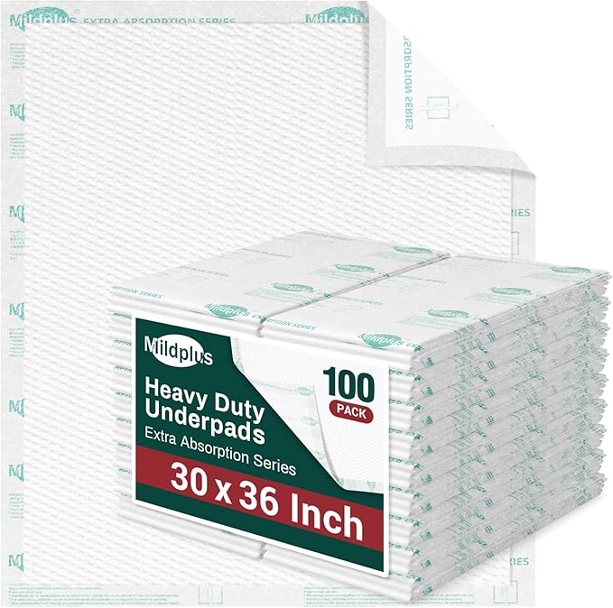 Heavy Duty Underpads 30"X36" ,100 Count, Ultra 10 Times More Absorbent Chucks Pads, Tear-Resistant Disposable Bed Pads with Strength Cloth Backing for Adults, Elderly