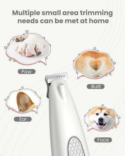 Dog Paw Trimmer with LED Light, Ultra-Low Noise Paw Trimmer for Dogs, Cordless Dog Clippers for Grooming with LED Display, Type-C Rechargeable Pet Clippers for Pads, Ears, Eyes, Face, Rump