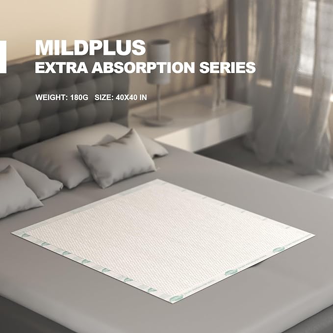 Heavy Duty Underpads 40x40 Inch - 180 Gram Absorbent Disposable Bed Pads, Leakproof Waterproof Protection for Incontinence, Elderly Care, Pets & Postpartum (10 Count, Discreet Packaging)