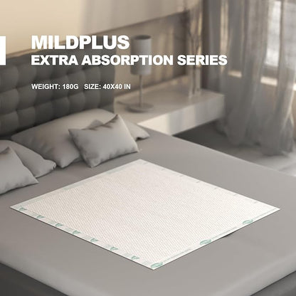 Heavy Duty Underpads 40"X40" Super Sized Chucks Pads 180 Grams Disposable Bed Pads with Strength Cloth Backing Extra Absorption Pads for Incontinence (100X100CM, 20 Count, Discreet Packaging)