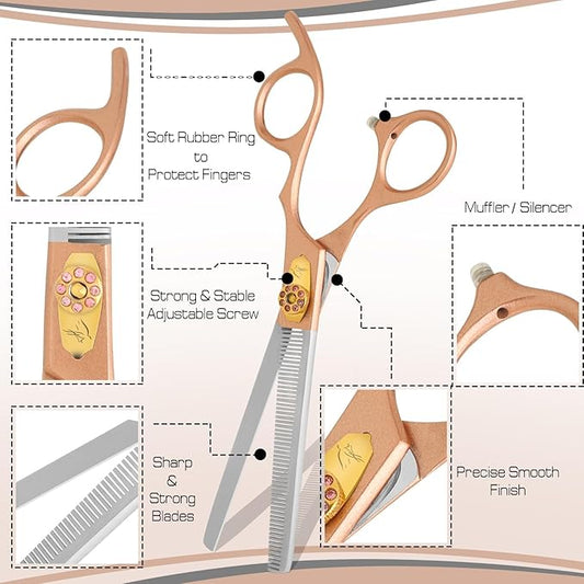 Thinning Shear for Dogs-7.5” Professional Thinning Shear with 56 Teeth, Japanese Stainless Steel,Ergonomic Heavy Duty Sharp and comfortable Blender Scissor for Dog, Cats and other Animals