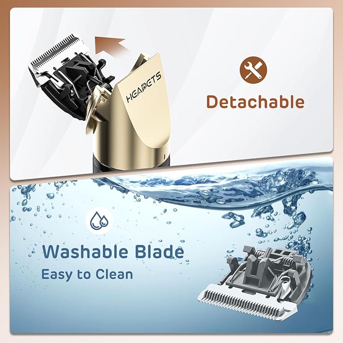 Dog Grooming Clippers, Low Noise, Electric Quiet, Adjustable Clipper Comb, Rechargeable Cordless Dog Hair Clippers for Dogs Cats Pets, Gold