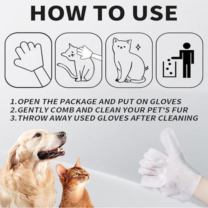 Pet Bathing Wipes for Dogs & Cats (6 Packs), Waterless Grooming Wipes for Dogs, Pet Cleaning Gloves Wipes for Daily Care and Traveling