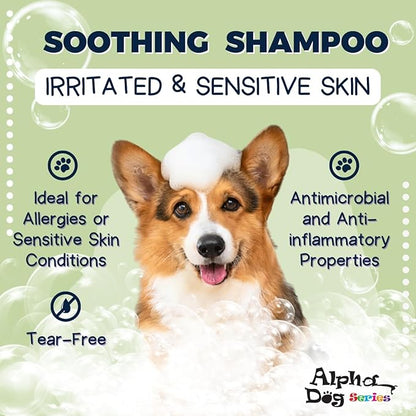 Alpha Dog Series - Grooming Natural Herbal Dog Shampoo, pH Balanced Shampoo for Dogs, Moisturizing Soothing Dog Shampoo for Sensitive Skin - 26.4 fl. oz. (Pack of 6)