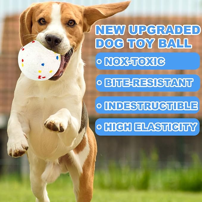 Dog Balls Dog Toys 4pack Tennis Balls for Dogs, Durable Chew Toy Water Toy Fetch Ball for Large Medium Small Dog and Puppies, Perfect for 2.5" Automatic Dog Ball Launcher (ETPU Material)