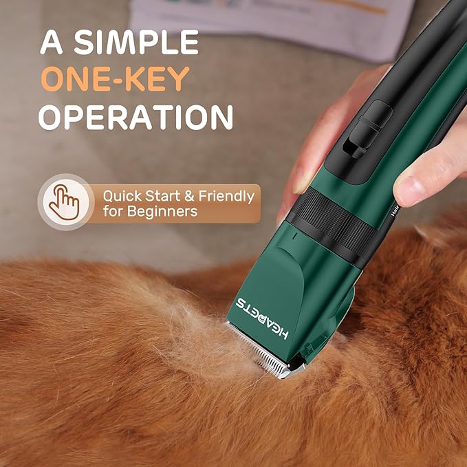 Dog Clippers for Grooming, Low Noise, Electric Quiet, Adjustable Clipper Comb, Rechargeable Cordless Dog Hair Clippers for Dogs Cats Pets, Green