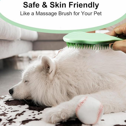 Soft Bristle Puppy Brush - Gentle Grooming Brush for Small Dogs & Puppies - Effective Hair Remover for Tangles & Shedding (Green)