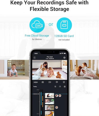 blurams Cameras for Home Security, 2K Pet Camera with Phone App, 360° PTZ Indoor Cameras, 2-Way Talk, Motion Tracking, Color/IR Night Vision, Cloud&SD, Works with Alexa (2Pack, 5GHz/2.4GHz Dual-Band)