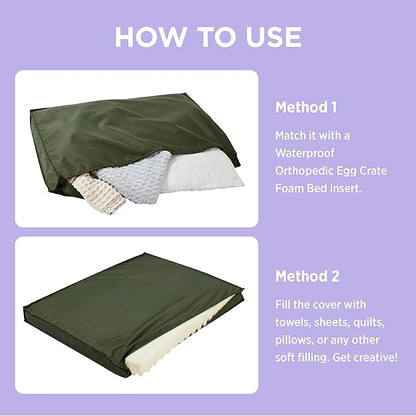 Lesure Water-Resistant Dog Bed Cover - Large Dog Bed Removable Cover, Replacement Washable, Dog Bed Covers for Pet Mat Bed, 36x27x3 Inches