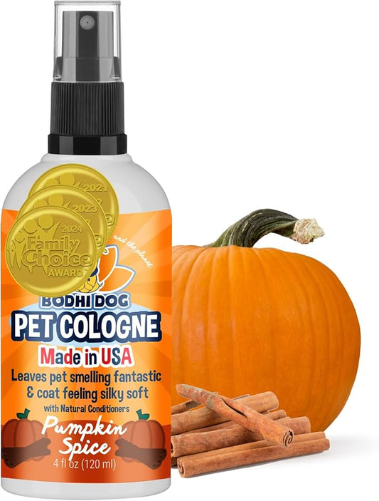 Bodhi Dog Natural Dog Cologne (Pumpkin Spice) - Premium Scented Deodorizing Pet Perfume with Conditioner for Dogs & Cats - Keeps Pets Fresh & Clean - Gentle and Safe Formula, Made in USA (4 Fl Oz)