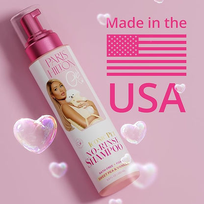Paris Hilton Pet Iconic Sweet Pea & Vanilla Scent No-Rinse Dog Shampoo, Waterless Dog Wash, Hypoallergenic, 280ml – Quick Clean for Dogs, Easy Grooming, No Rinse Needed
