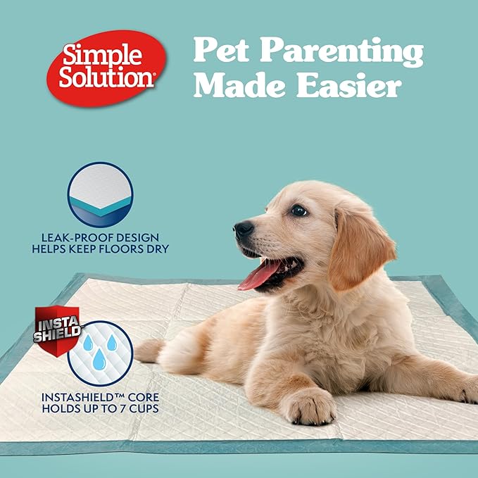 Simple Solution Extra Large Puppy Training Pads – Leak-Proof Potty Pads for Large Dogs – Absorbent and Disposable with Odor Control for Housebreaking – 28 x 30 Inches – 100 Count
