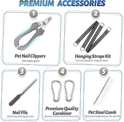 Pet Grooming Hammock Harness for Nail Trimming (XS 12lb), Sling Holder Hanger for Nail Clipping with Clippers, File, and Comb