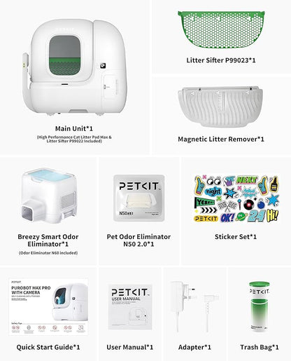 PETKIT 2025 New Purobot Max Pro Cat's Facial Recognition AI-Camera Automatic Cat Litter Box, 210° Wide Angle, 5G WiFi App Control Self Cleaning Cat Litter Box Large, Odor-Free & Integration Safety