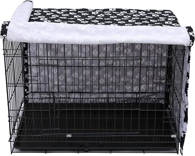 Morezi Dog Crate Cover for Wire Crates, Heavy Nylon Waterproof, Fits Most 25" inch Dog Crates, Easy to Put On, Take Off, and Adjust - Cover only - Black - Small