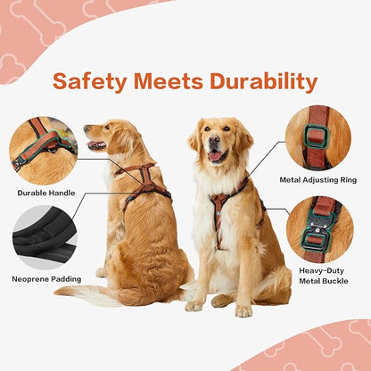 PawsPassion Dog Harness for X-Large Dogs, No Pull Dog Harness Easy Walk with Metal Hardware, Ergonomic Y-Shaped Design, Soft Padding, Padded Handle, Durable High-Tensile Nylon (Canyon Red, XL)