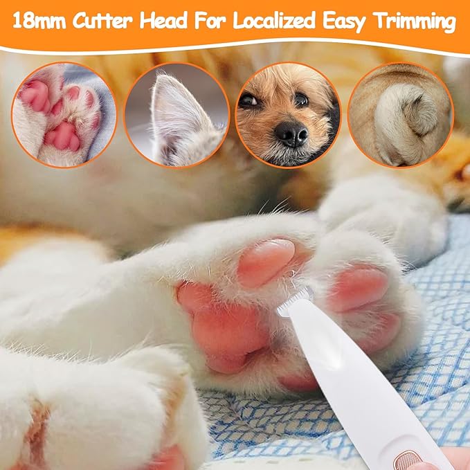 AIERSA Pet Micro Precision Trimmer, Dog Paw Trimmer with LED Light,Quiet Pet Hair Trimmer,Waterproof Pet Shaver for Grooming,Electric Paw Clippers for Large/Small Dogs and Cats