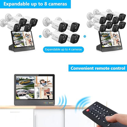 OOSSXX (All-in-One 16" IPS 8MP Monitor) 2-Way Audio PoE Outdoor Home Security Camera System Wired Outdoor Video Surveillance IP Cameras System