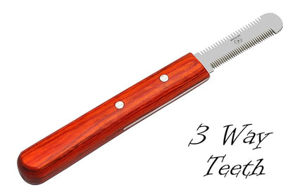 Brutul Bee Dog Grooming Coat Stripping Knife Stripper Trimmer Tool Wooded Handle Stripping Knives Set of 6 in Stainless Steel Non-Slip Tools for Grooming Dogs (Orange)