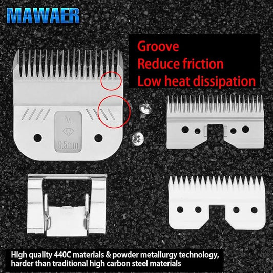 9.5mm Pet Clipper Replacement Blade for A5 Style Detachable Pet Clipper with Ceramic Blades + 440C Stainless Steel fit Most Andis, Oster, Wahl A5 Clippers (3/8 Inch-9.5mm)
