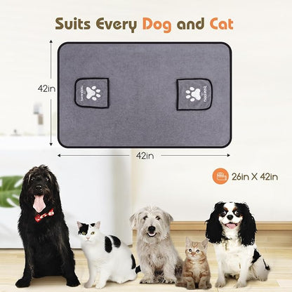 Nobleza Super Absorbent Large Dog Towels with Hand Pockets, Soft Microfiber Quick Drying Dog & Cat Bath Towel, Gray