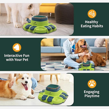 Dog Scratch Board, 3-in-1 Puzzle Toy & Dog Nail File, Enrichment Toys with Treat Dispenser, Scratch Pad for Nails with 8 Sandpapers & Anti-Slip Mat for All Floors, Yellow