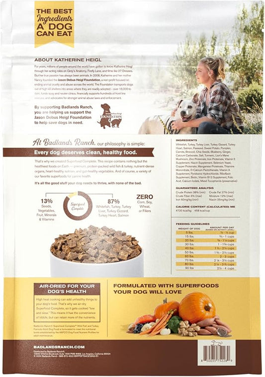 Superfood Complete, Air-Dried Adult Dog Food - High Protein, Zero Fillers, Superfood Nutrition by Katherine Heigl (64 oz., Wild Fish and Turkey Formula)
