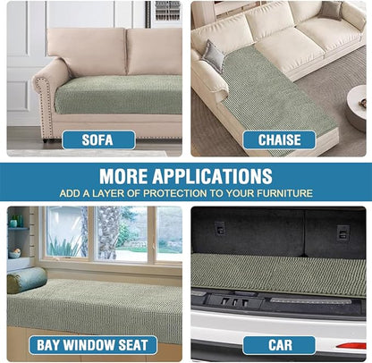 H.VERSAILTEX Plush Chenille Dog Bed Cover Thick Soft Sofa Cover for 3 Cushion Couch Anti Slip Couch Cover Furniture Protector for Dog, Pet, Cat (35" x 82", Sage)