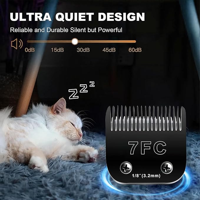 7FC Blades Dog Grooming Blades Compatible with Andis Dog Clippers Blades,Dog Clipper Blades Compatible with Oster A5,Wahl km10 Dog Clippers,Stainless-Steel Blade Sharp