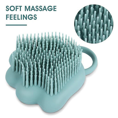 Molain Pet Grooming Brush, Silicone Rubber Dog Bath Brush Comb, Soft Silicone Puppy Massage Brush Hair Fur Grooming Cleaning Brush with Shampoo Dispenser, Blue