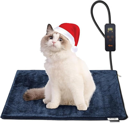 Toozey Pet Heating Pad, 6 Adjustable Temperature Dog Cat Heating Pad with Timer, Indoor Pet Heating Pads for Cats Dogs with Chew Resistant Cord, Electric Pads for Dogs Cats, Pet Heated Mat