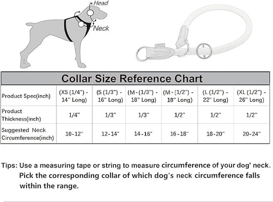 Braided Collar, Pro Training Dog Collar, No Pull Round Collar, Slip Collar with Slidable Stop Ring - Ideal for Medium/Large Dogs (M+(1/2") - 18" Long, Pink)