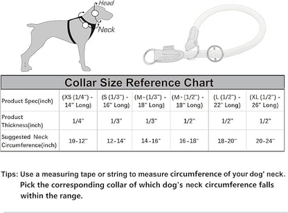 Braided Rope Collar, Pro Training Dog Collar, No Pull Round Martingale Collar, Slip Collar with Slidable Stop Ring - Ideal for Small Dogs (S(1/3") - 16" Long, Black)