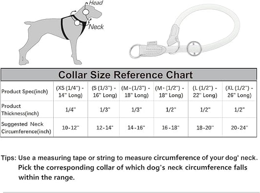 Braided Rope Collar, Pro Training Dog Collar, No Pull Round Martingale Collar, Slip Collar with Slidable Stop Ring - Ideal for Large Dogs (XL(1/2") - 26" Long, Dark Green)