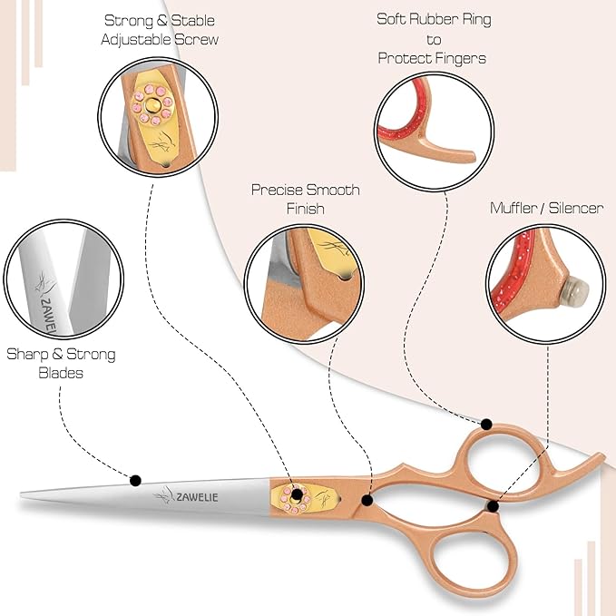 Straight Dog Grooming Scissor- 7.5” Scissor for dogs,Japanese Stainless Steel Ergonomic Pet Grooming Scissor, Heavy Duty Sharp and Comfortable Grooming Scissor for Dogs,Cats and Other Animals