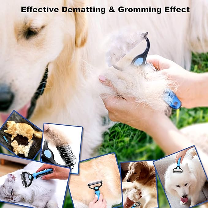 Dog Brush for Shedding,Double Sided Undercoat Rake Comb, Pet Grooming Brush for Small, Medium Dogs and Cats,Furminator Tool Remove 98% Mats,Tangles