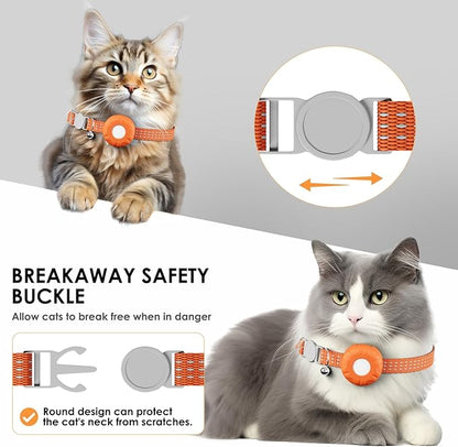Cat Tracker, Pet Tracker for Cats, Cat Tracker Collar with Safety Elastic Buckle, Works with Any Collar,Compatible with Apple Find My App (Only iOS), No Monthly Fee Pet Tracker, Orange