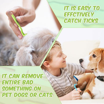 24 Pcs Tick Remover Plastic Tick Remover Tools Tick Puller Removal Tick Grabber for Dogs Cats Humans, 3 Sizes (Blue, Green, Orange, Rose Red)